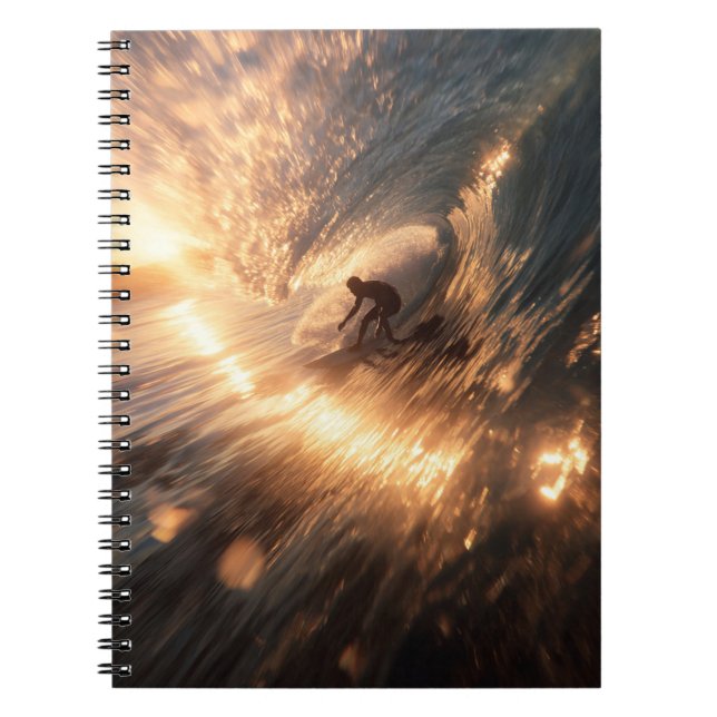 Golden Sunset Surf Wave Notebook (Front)