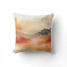 Golden Sunset Watercolor Pillow