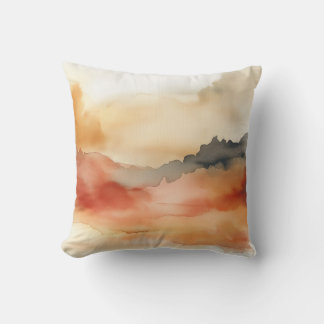 Golden Sunset Watercolor Pillow