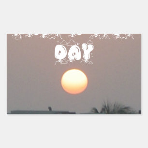 Golden Sunset with Have a Nice Day/Night Wishes Rectangular Sticker