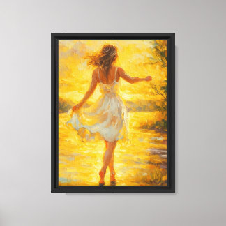 Golden Sunset Woman Canvas Wall Art