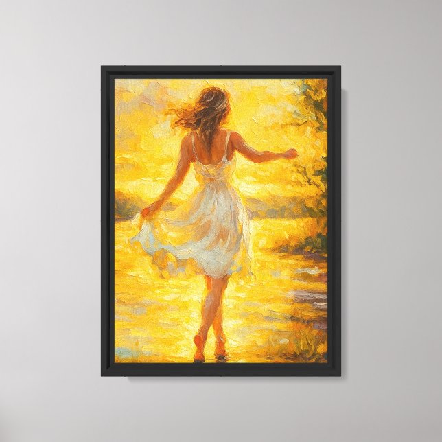 Golden Sunset Woman Canvas Wall Art (Front)