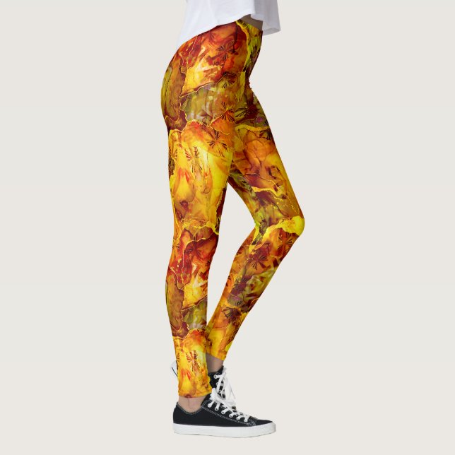  Golden Sunshine Abstract Textures Leggings (Right)