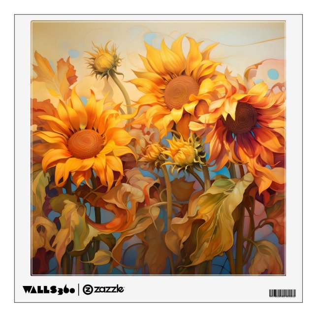 Golden Sunshine Blossom Bouquet Wall Decal (Front)