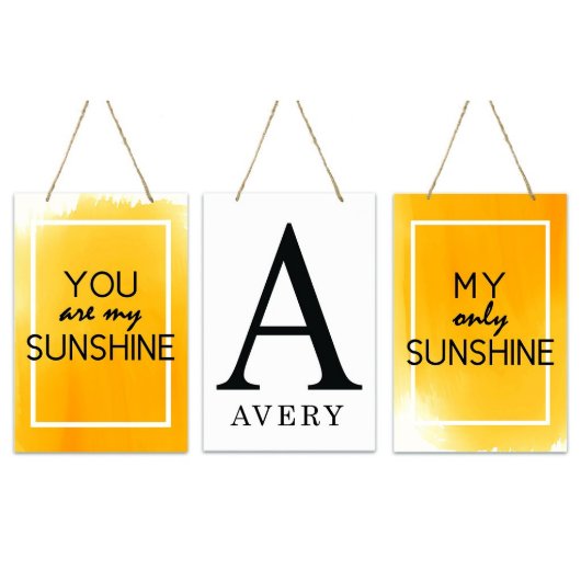 Golden Sunshine Charming Child's Wall Sign Set (Front)