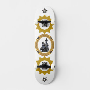 Golden Sunshine Gothic Castle Art Vector Custom  Skateboard