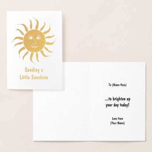 Golden Sunshine _ Smiling Sun Motif on Custom Foil Card
