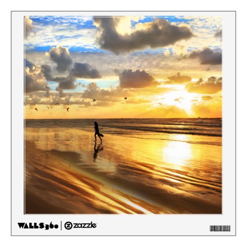 Golden Surf Sunset Wall Decal