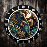 Golden Surfer Sunset Glow Art Piece Dart Board<br><div class="desc">The "Golden Surfer Sunset Glow Art Piece" brings an enchanting, magical atmosphere to any space with its vibrant colors and bold design. Featuring a surfer standing confidently with their surfboard, bathed in golden sunlight, this artwork captures the thrill and serenity of the beach. The warm golden glow of the sunset...</div>