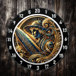 Golden Surfer Sunset Glow Artwork Dart Board<br><div class="desc">The "Golden Surfer Sunset Glow Artwork" brings the thrill of surfing and the beauty of a glowing sunset into your space with bold colors and vibrant energy. Featuring a close-up of a surfer standing with their surfboard against the backdrop of a golden sun, this piece adds a tropical and magical...</div>