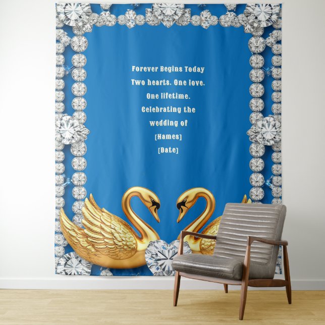 Golden Swan Heart Wedding Backdrop Theme (In Situ)