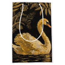 Golden Swan on a Midnight Pond