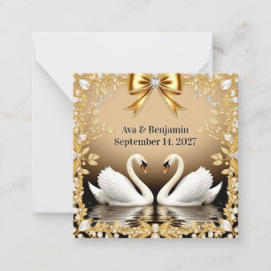 🦢 Golden Swan Wedding Details Insert Theme Note Card