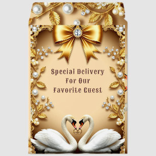 Golden Swan Wedding Evening Romance Envelope Mailers