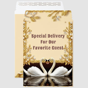 Golden Swan Wedding Mailing Romance Envelope Mailers
