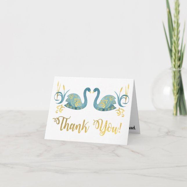 Golden Swans thank you note cards (Front)