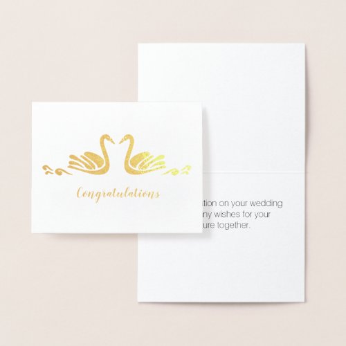 Golden Swans Wedding Congratulations Foil Card