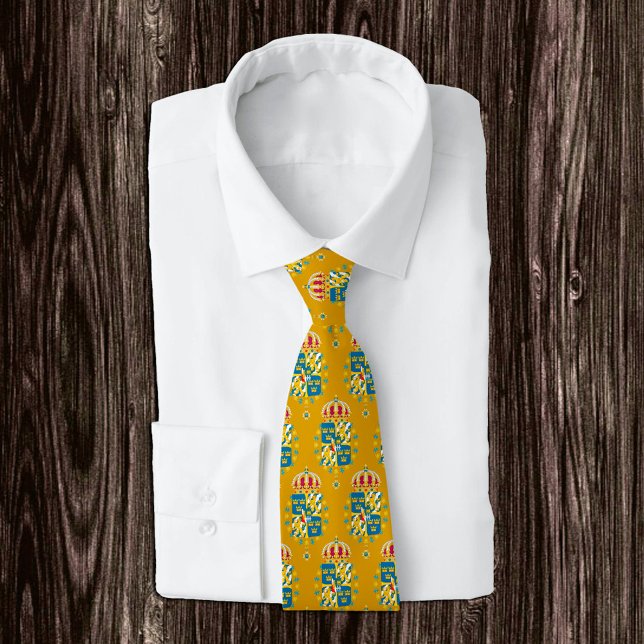 Golden Sweden Emblem fashion Tie, Swedish Flag Neck Tie (Creator Uploaded)