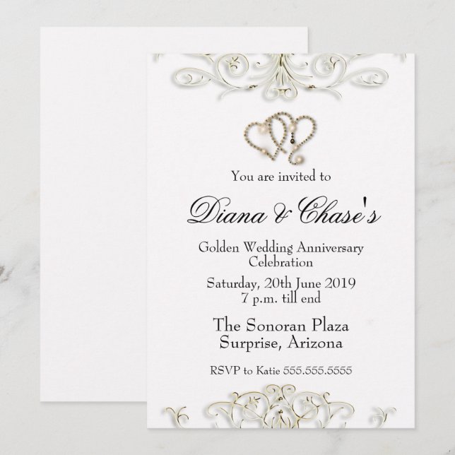 Golden Swirl 50th Anniversary Invite (Front/Back)