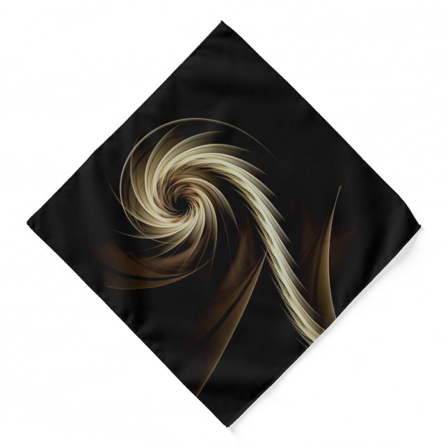 Golden Swirl Across Black  Bandana (Front)