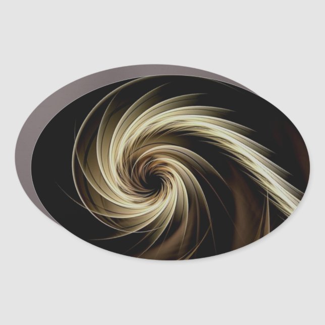 Golden Swirl Across Black  Car Magnet (Front)