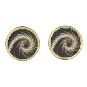 Golden Swirl Across Black Cufflinks