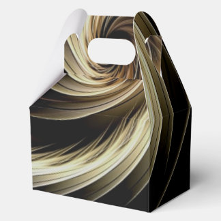 Golden Swirl Across Black Favor Boxes