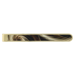 Golden Swirl Across Black Gold Finish Tie Bar