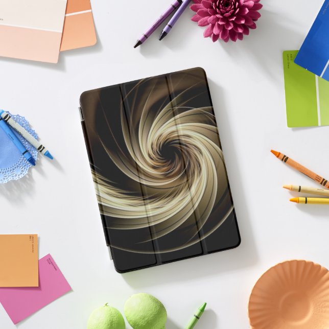 Golden Swirl Across Black  iPad Pro Cover (Desk)
