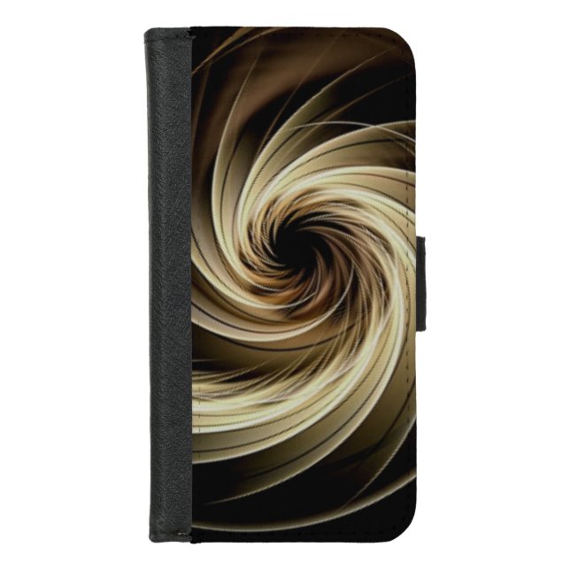 Golden Swirl Across Black  iPhone Wallet Case (Front)