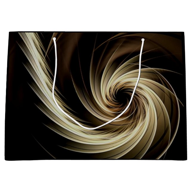 Golden Swirl Across Black  Large Gift Bag (Front)