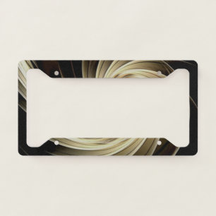 Golden Swirl Across Black  License Plate Frame