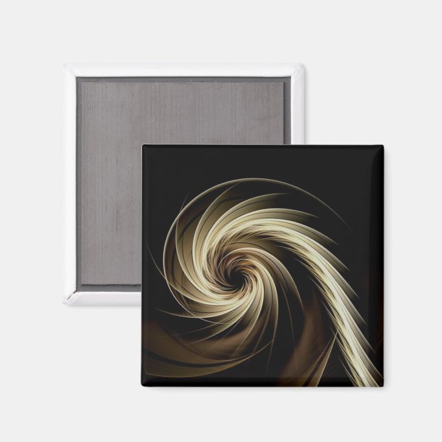 Golden Swirl Across Black  Magnet (Front/Back)