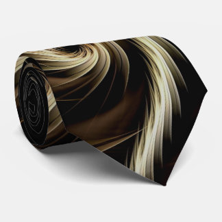 Golden Swirl Across Black Neck Tie