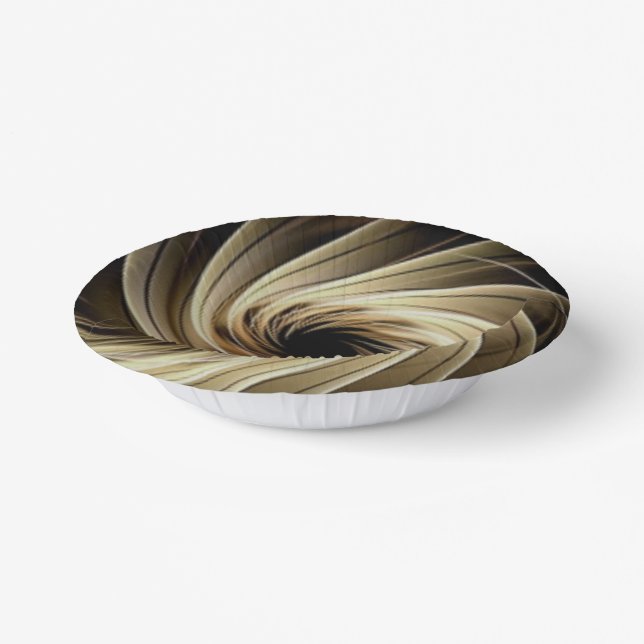 Golden Swirl Across Black  Paper Bowls (Angled)