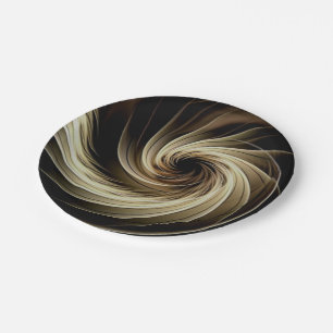 Golden Swirl Across Black Paper Plates