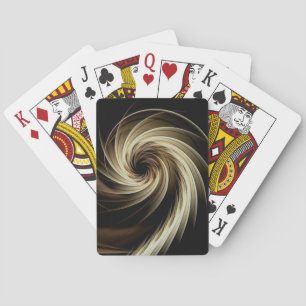 Golden Swirl Across Black Poker Cards