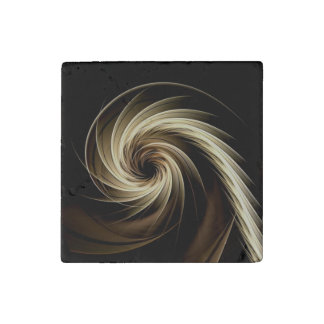 Golden Swirl Across Black  Stone Magnet