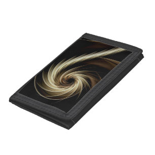 Golden Swirl Across Black Trifold Wallet