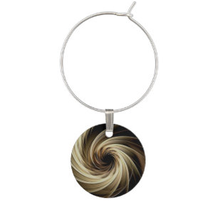 Golden Swirl Across Black Wine Charm