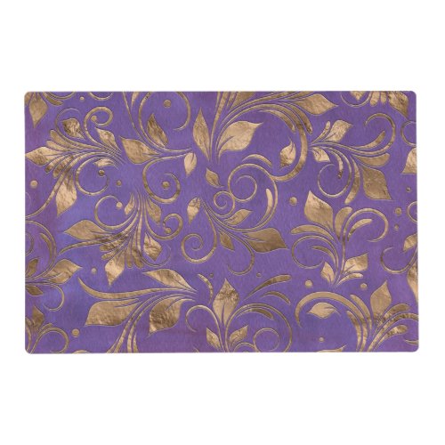 Golden Swirl Branches on purple Placemat