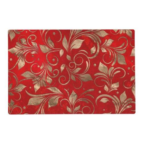 Golden Swirl Branches on red Placemat