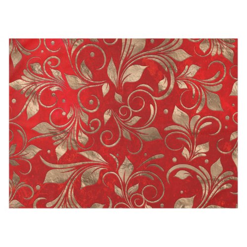 Golden Swirl Branches on red Tablecloth