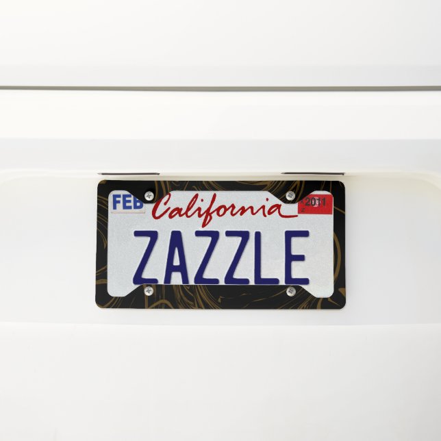 Golden Swirl License Plate Frame – Elegant Style (On Car)