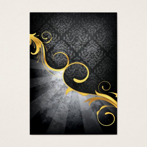 golden swirl on greys damask classy design business card templates