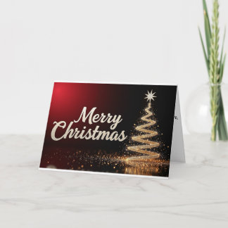 Golden Swirl Tree – Merry Christmas Radiance Thank You Card