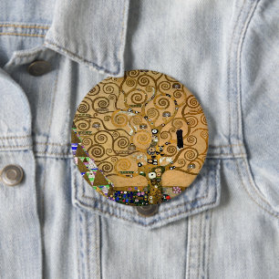 Golden Swirling Tree of Life Art Deco Symbolic  Button