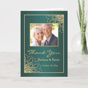 Golden swirls 50th Anniversary Thank You photo Card
