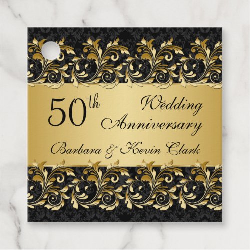 Golden swirls 50th Wedding Anniversary Favor Tags