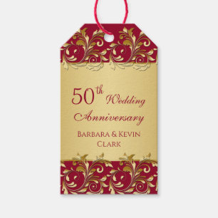 Golden swirls 50th Wedding Anniversary Gift Tags